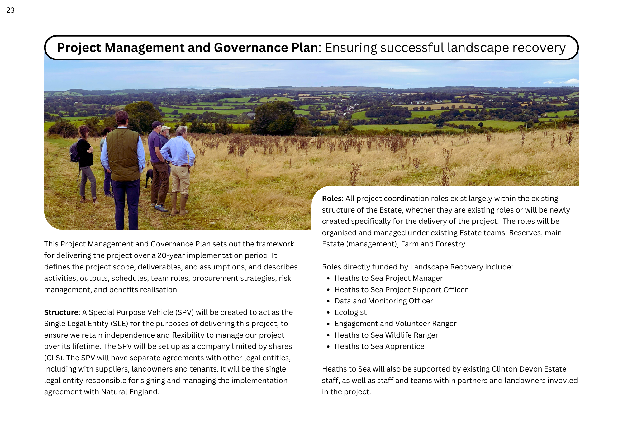 Project Management and Governance Plan: Ensuring successful landscape recovery